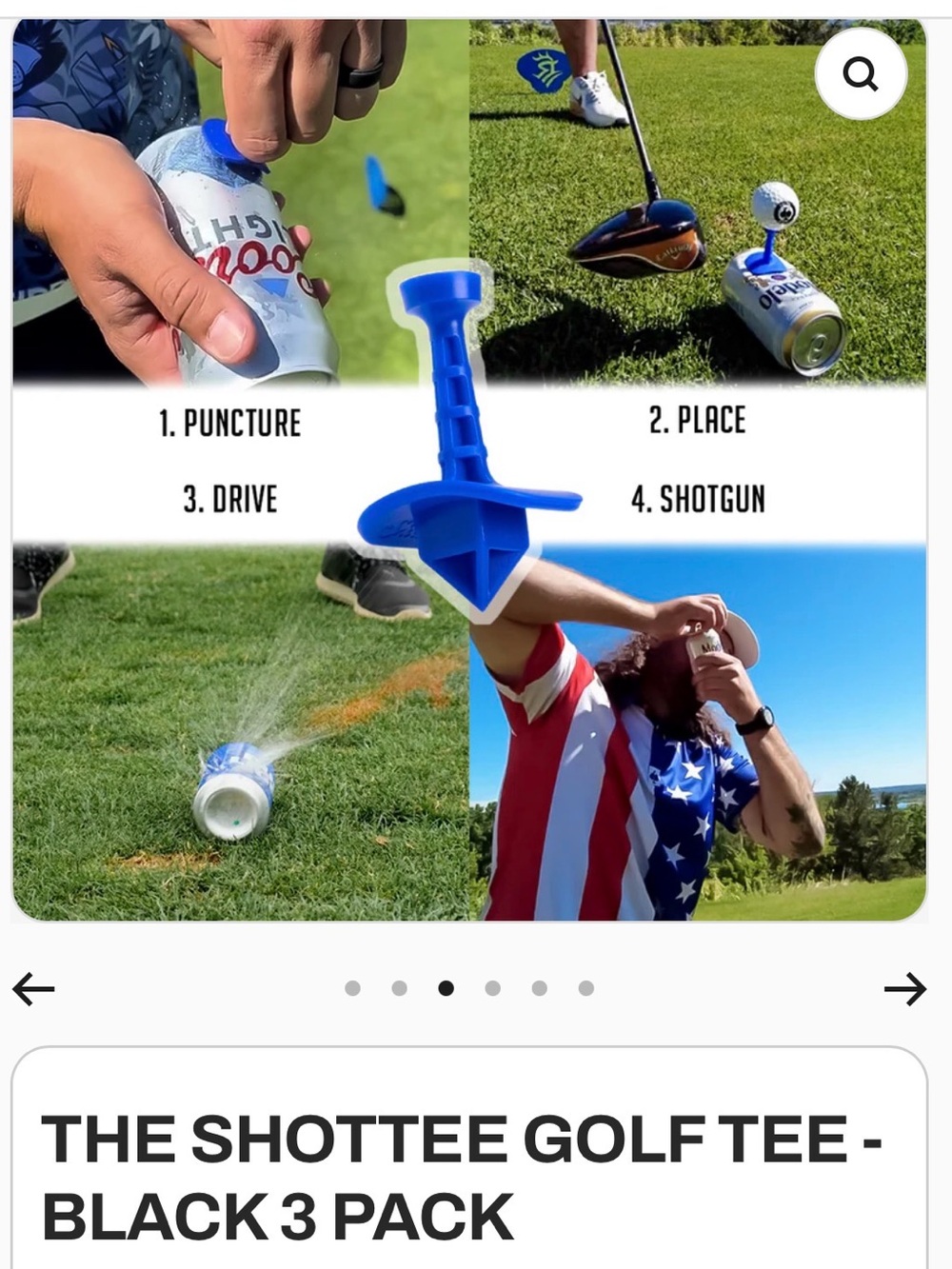 Shottee Golf Tee - Black 3 Pack